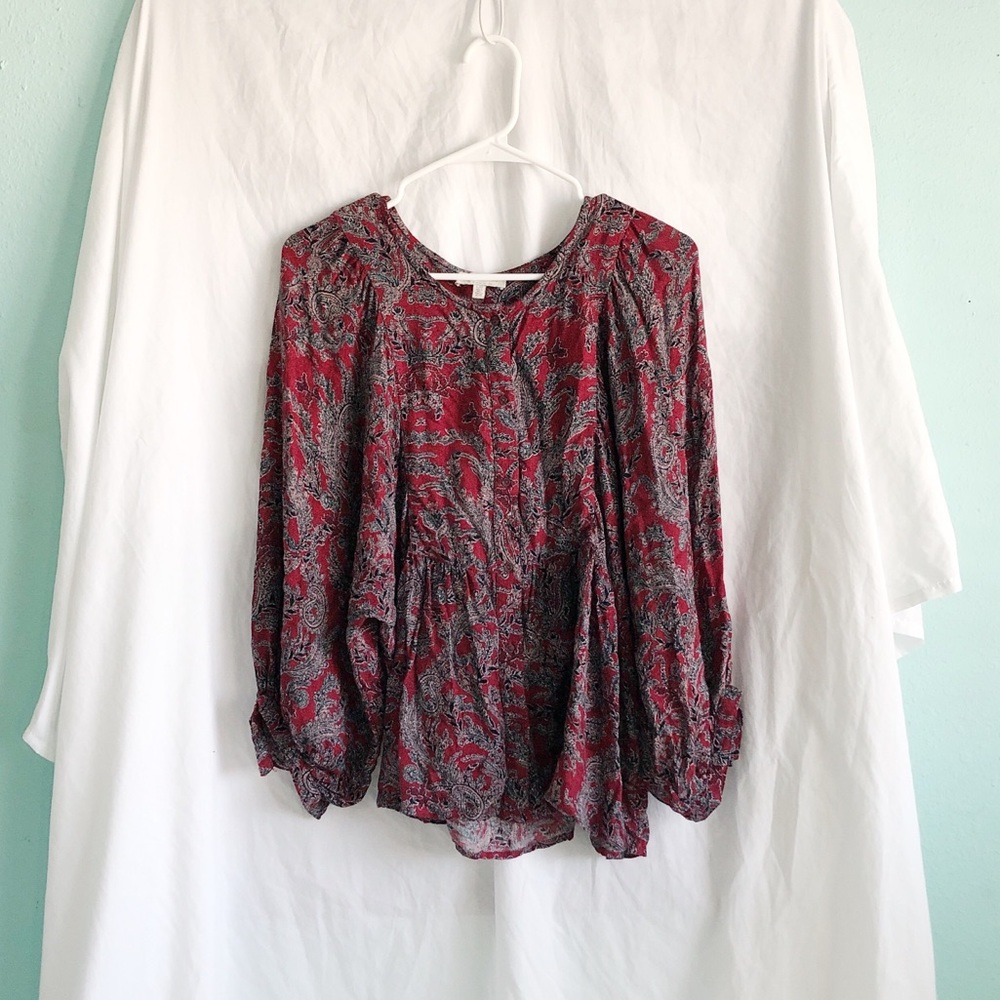 Lucky Brand Paisley Peasant Blouse